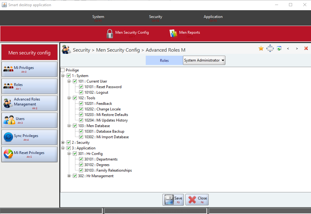 Figure 7: Security Configuration UI View of the HR System
