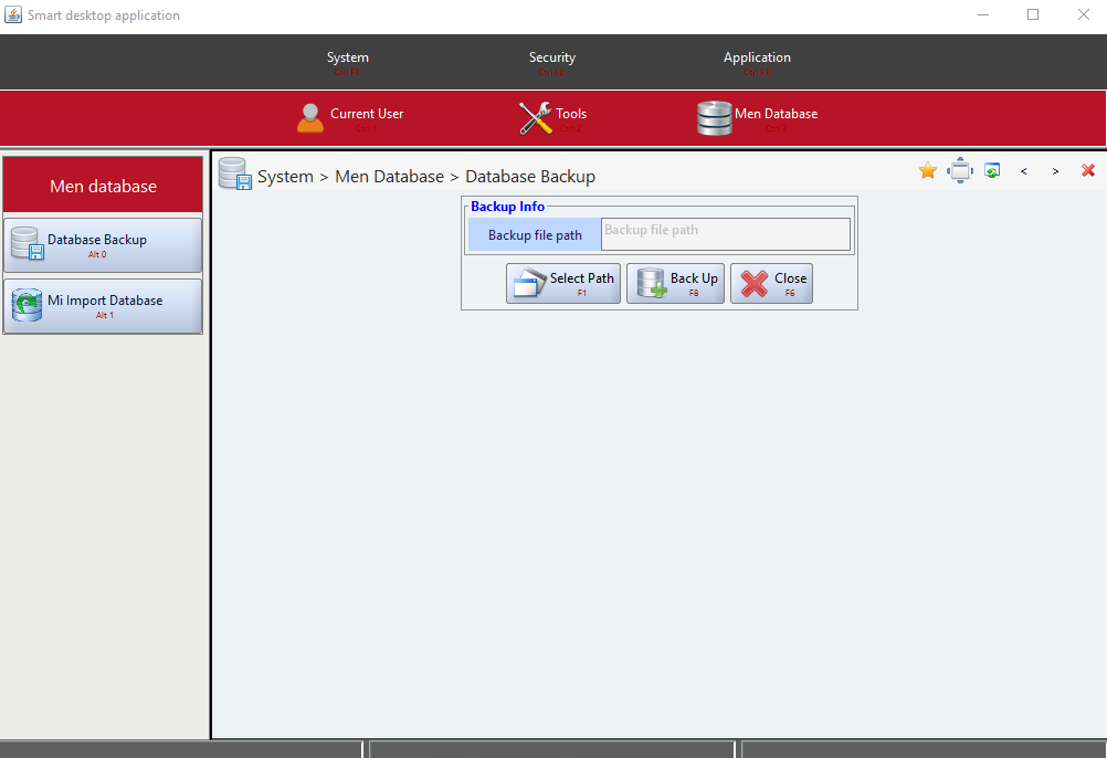 Database Backup UI View of the HR System